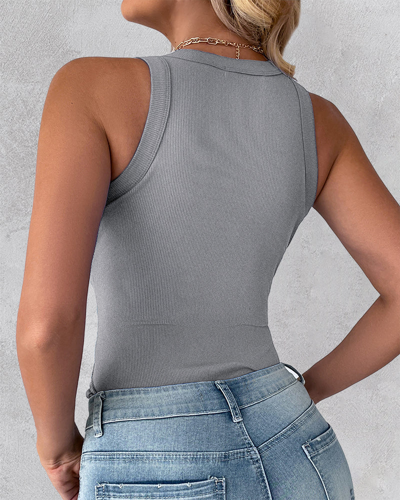 3-Pack Knit Racerback Tank Tops, Round Neck, Thick Straps