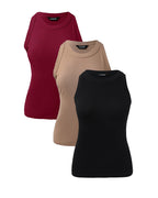 3-Pack Knit Racerback Tank Tops, Round Neck, Thick Straps