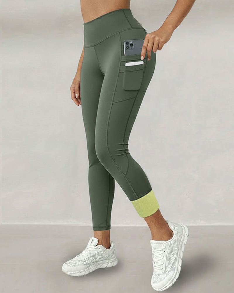 Winter Warm High-Waisted Thermal Yoga Pants with Pockets