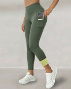 Winter Warm High-Waisted Thermal Yoga Pants with Pockets