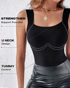 Seamless U-Neck Sleeveless Tank with Built-In Bra for Layering