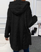 Argyle Hooded Teddy Coat with Buttoned Slits