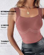 Seamless U-Neck Sleeveless Tank with Built-In Bra for Layering