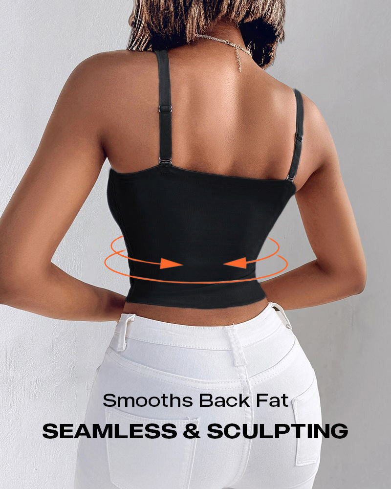 Lace V-Neck Camisole with Adjustable Spaghetti Straps Bralette