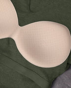 Rib Knit Notch Neck Long Sleeve Top with Built-In Bra