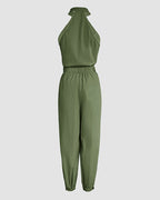 2-Piece High Neck Sleeveless Top and Cuffed Cargo Pants Set