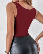Seamless U-Neck Sleeveless Tank with Built-In Bra for Layering