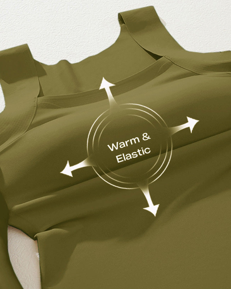 Seamless U-Neck Sleeveless Tank with Built-In Bra for Layering