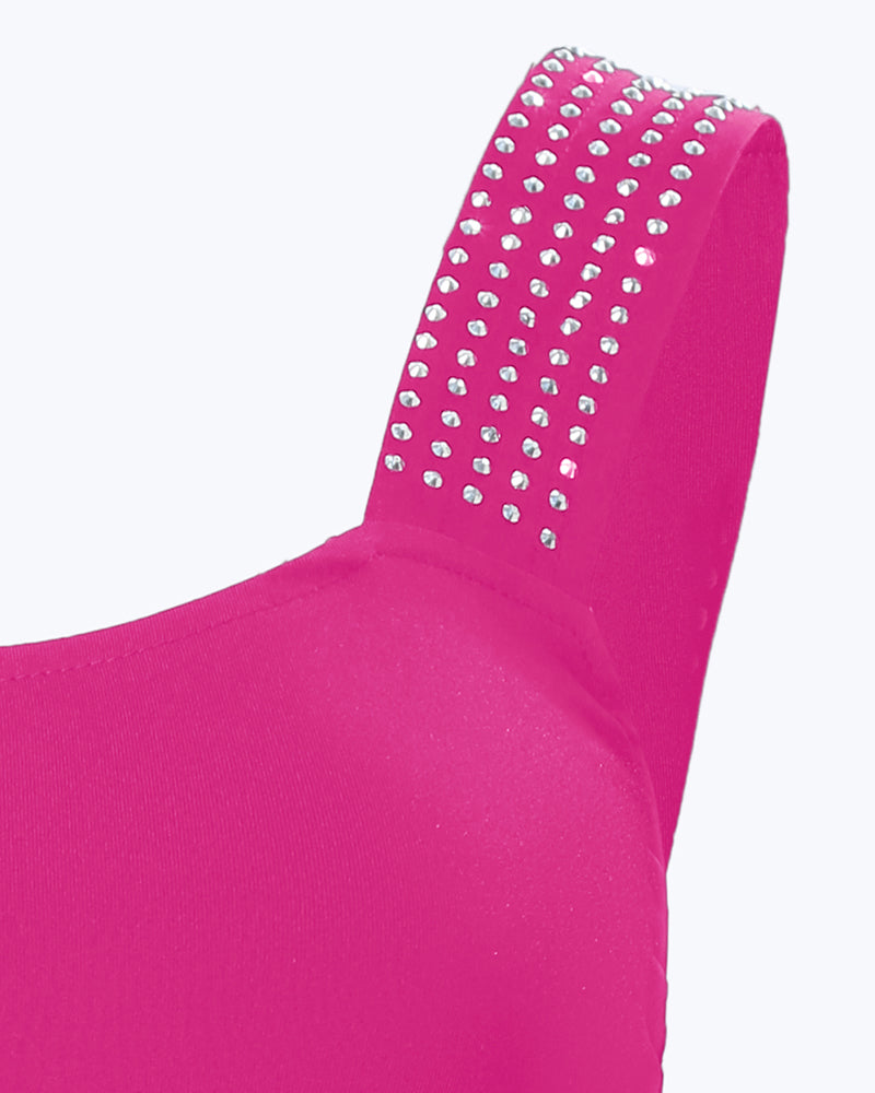 Thick Strap Tank Top with Rhinestone Embellishments
