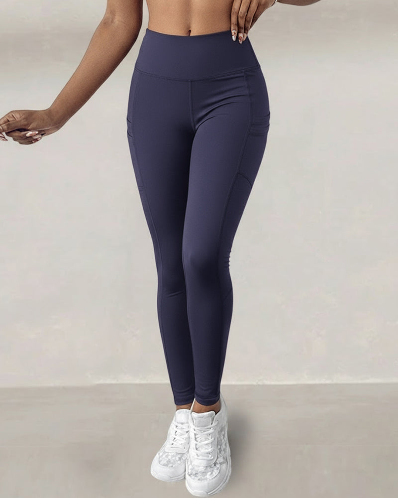 Winter Warm High-Waisted Thermal Yoga Pants with Pockets