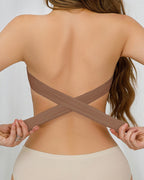 Strapless Bandeau Bralette with Side Closure and Criss Cross Top