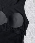 Round Neck Ribbed Tank Top with Integrated Bra
