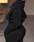 2-Piece 3D Rhinestone Letter Hoodie with Wide-Leg Sweatpants Set