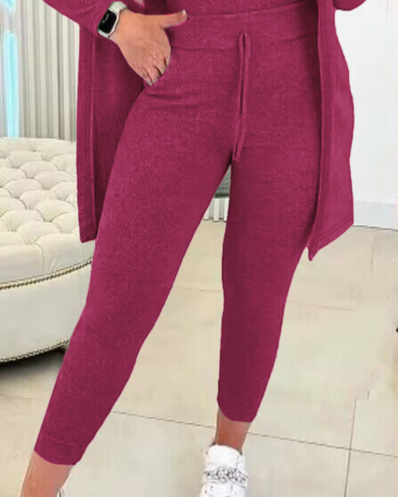 3-Piece Lounge Set: Tank Top, Open Coat, Comfort Pants