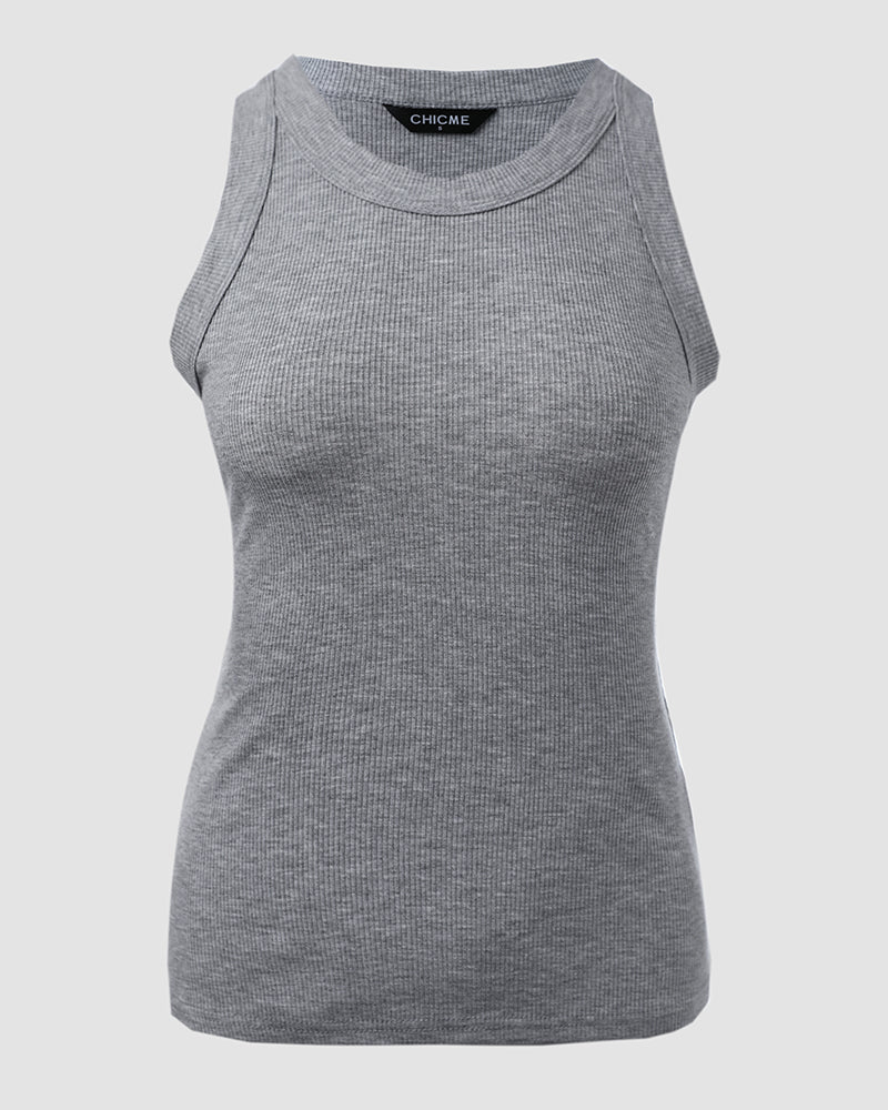 3-Pack Knit Racerback Tank Tops, Round Neck, Thick Straps