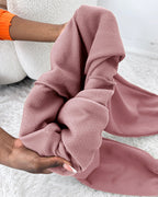 Argyle Textured Hooded Teddy Jacket with Long Sleeves and Side Slits