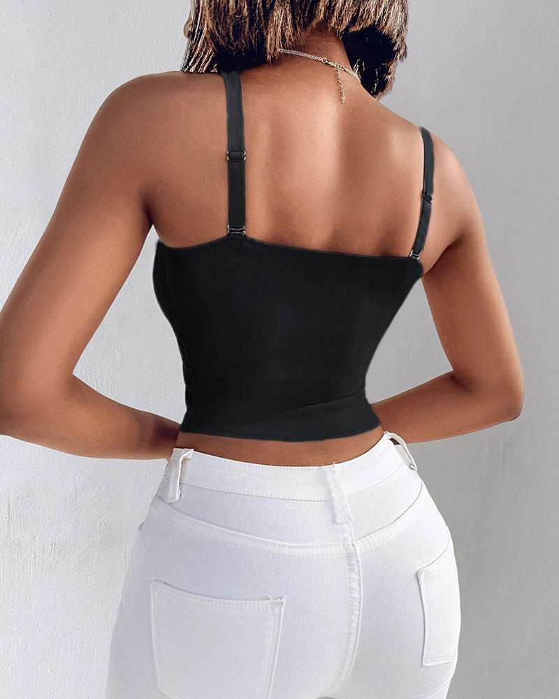 2-Pack Women's Lace V-Neck Camisole Bralettes with Adjustable Straps