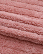 Striped Teddy Fleece Jacket with Buttons and Flap Pockets