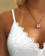 Guipure Lace Spaghetti Strap V-Neck Top