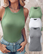 3-Pack Knit Racerback Tank Tops, Round Neck, Thick Straps