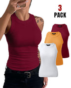 3-Pack Knit Racerback Tank Tops, Round Neck, Thick Straps