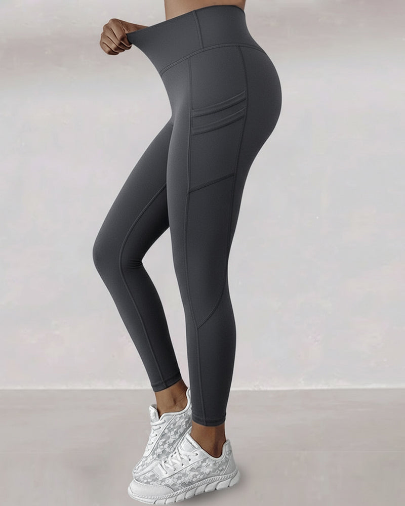 Winter Warm High-Waisted Thermal Yoga Pants with Pockets