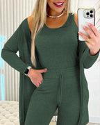 3-Piece Lounge Set: Tank Top, Open Coat, Comfort Pants