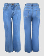 High Waist Straight Leg Seam Front Zip Casual Jeans