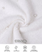 V-Neck Beaded Long Sleeve Fluffy Oversized Pullover Sweater