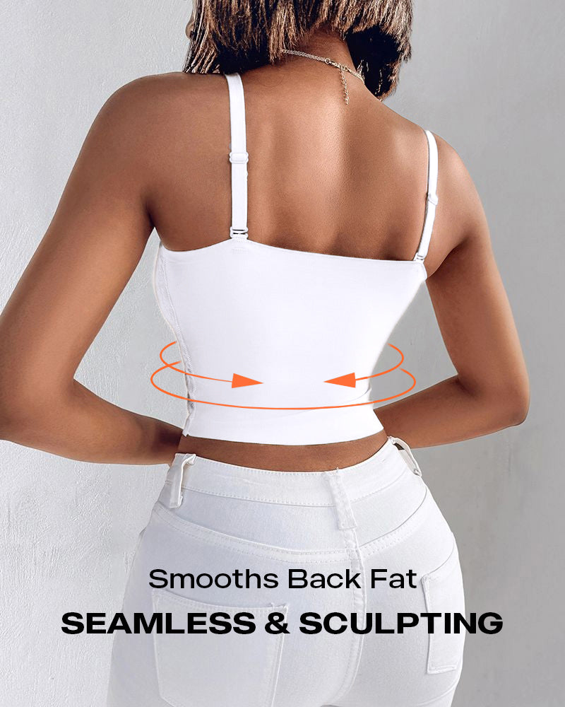 Lace V-Neck Spaghetti Strap Bralette - Sexy Soft Crop Cami