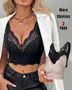 2-Pack Scallop Trim Lace V-Neck Bralette Camisoles