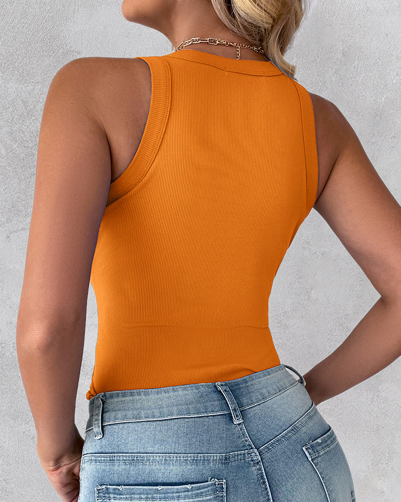 3-Pack Knit Racerback Tank Tops, Round Neck, Thick Straps