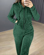 Two-Piece Ensemble Featuring Long-Sleeve Hoodie and Straight-Leg Pants