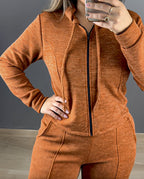 Two-Piece Ensemble Featuring Long-Sleeve Hoodie and Straight-Leg Pants