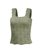Floral Jacquard Square Neck Crop Top with Thick Straps