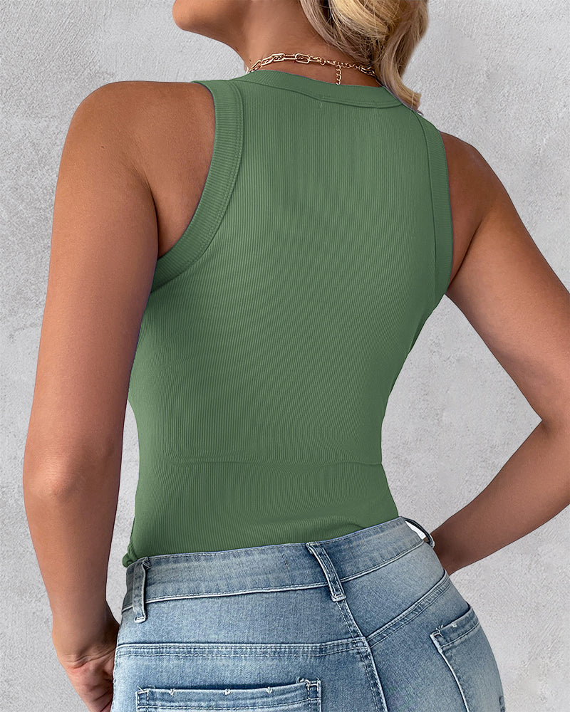 3-Pack Knit Racerback Tank Tops, Round Neck, Thick Straps
