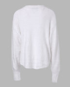 V-Neck Beaded Long Sleeve Fluffy Oversized Pullover Sweater