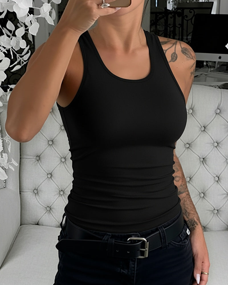 Women's Seamless Compression Tank Top with Tummy Control, U-Neck