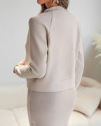 2-Piece U-Neck Tank Dress with Pearl-Button Baseball Coat Set