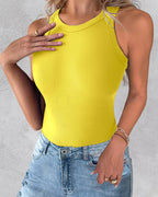 3-Pack Knit Racerback Tank Tops, Round Neck, Thick Straps