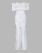 Off-Shoulder Ruched Waist Mermaid Evening Gown