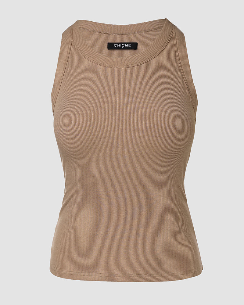 Women's Ribbed Tank Tops with Integrated Bra for Athletics