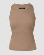 2-Piece Women's Ribbed Tank Tops with Built-In Bra