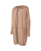 Hooded Heart Pattern Oversized Cardigan with Open Front