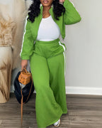 Zip Crop Jacket and Wide-Leg Pants 2-Piece Ensemble