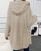 Argyle Hooded Teddy Coat with Buttoned Slits