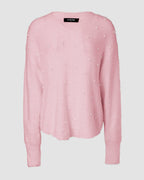 V-Neck Beaded Long Sleeve Fluffy Oversized Pullover Sweater
