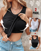 Women's Ribbed Tank Tops with Integrated Bra for Athletics