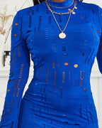 Mock Neck Long Sleeve Cut-Out Bodycon Party Dress