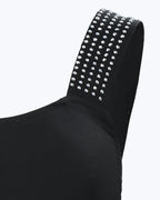 Thick Strap Tank Top with Rhinestone Embellishments